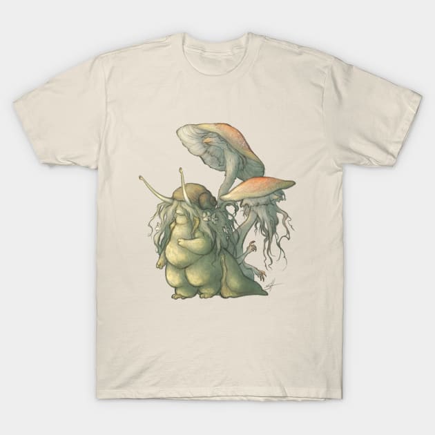 Snail and Mushroom Changelings T-Shirt by SelkieIngenue